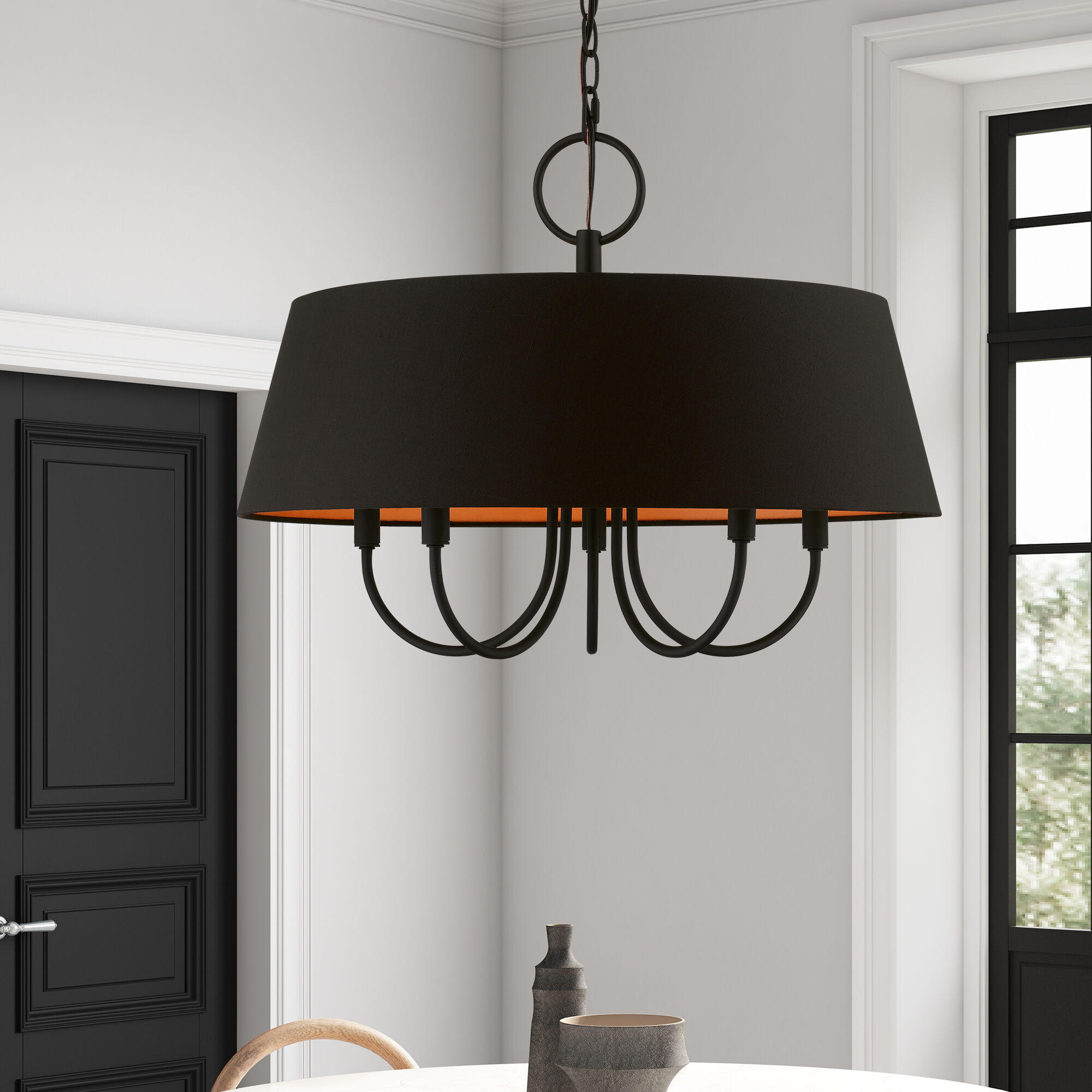 Palma 5 Light 23 inch Black Pendant Chandelier Ceiling Light
