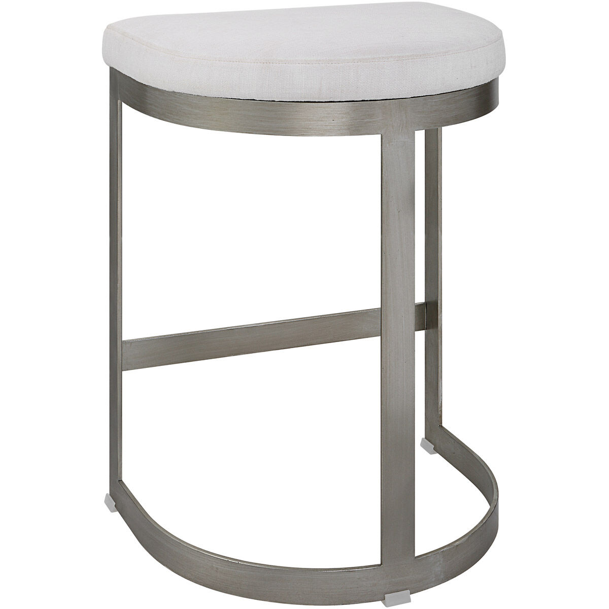 Ivanna 26 inch Brushed Silver and White Fabric Counter Stool