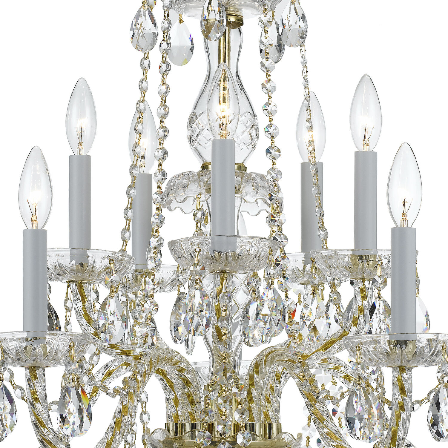 Traditional Crystal 10 Light 26 inch Polished Brass Chandelier Ceiling Light in Clear Hand Cut