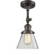 Franklin Restoration Small Cone 1 Light 6 inch Oil Rubbed Bronze Semi-Flush Mount Ceiling Light in Clear Glass, Franklin Restoration
