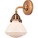 Nouveau 2 Olean LED 7 inch Antique Copper Sconce Wall Light in Matte White Glass