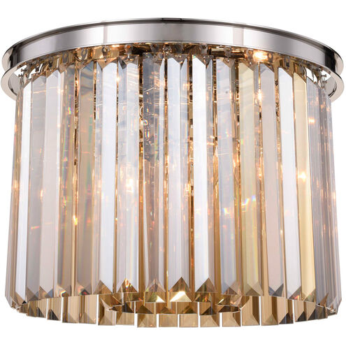 Sydney 6 Light 20 inch Polished nickel Flush Mount Ceiling Light in Golden Teak, Urban Classic