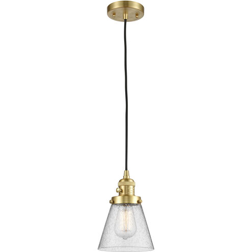 Franklin Restoration Cone LED 6 inch Satin Gold Mini Pendant Ceiling Light in Seedy