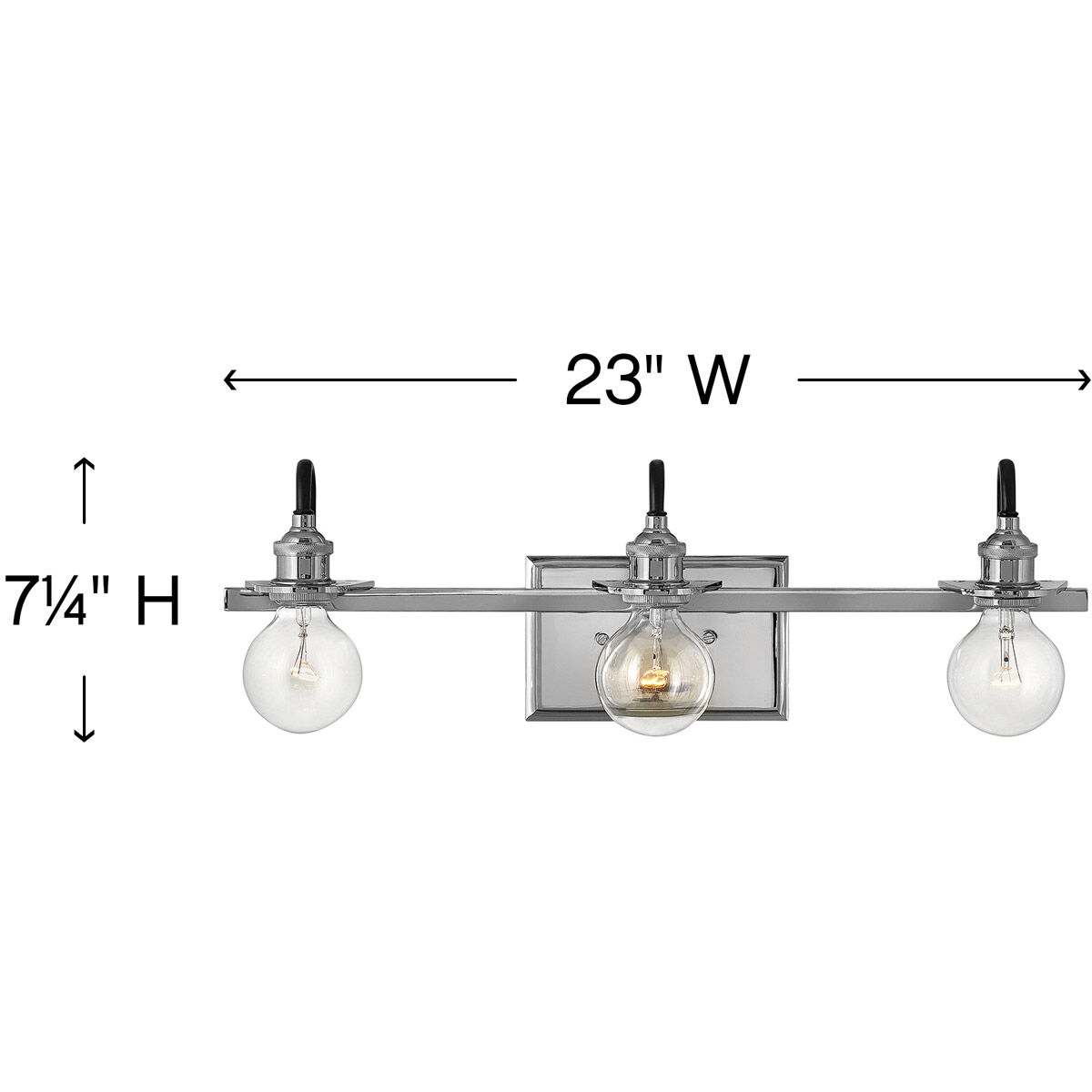 Baxter 3 Light 23 inch Polished Nickel Bath Light Wall Light