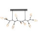 Aalto LED Matte Black Linear Pendant Ceiling Light in Optic Rib Amber, 2700K LED, Branch