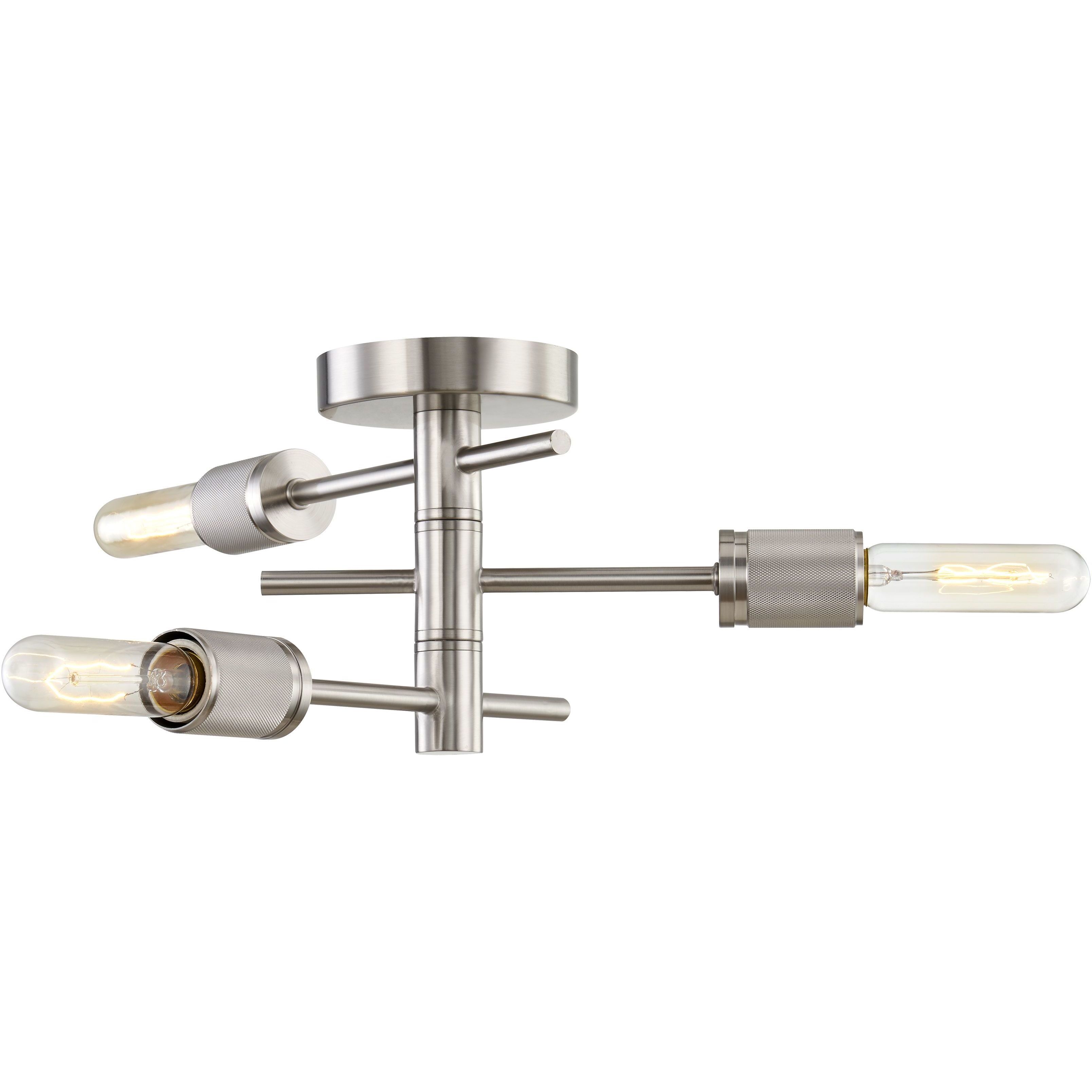 Module 3 Light 15 inch Satin Nickel Semi Flush Mount Ceiling Light