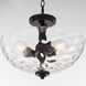 Adams 3 Light 15 inch Matte Black Dual Mount Ceiling Light in Clear Hammered