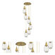 Malone 6 Light 16.63 inch Brushed Brass Multi Pendant Ceiling Light in Clear Glass