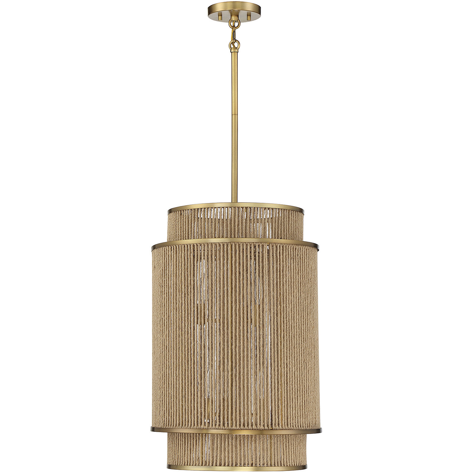 Ashburn 6 Light 16 inch Warm Brass and Rope Pendant Ceiling Light