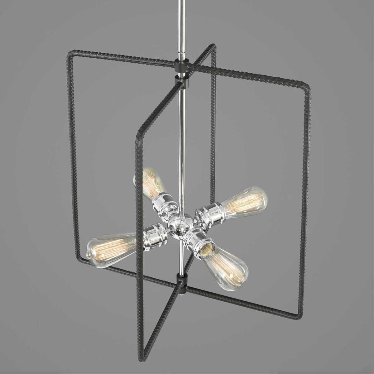 Re-Bar 4 Light 21.88 inch Polished Chrome Pendant Ceiling Light, Design Series