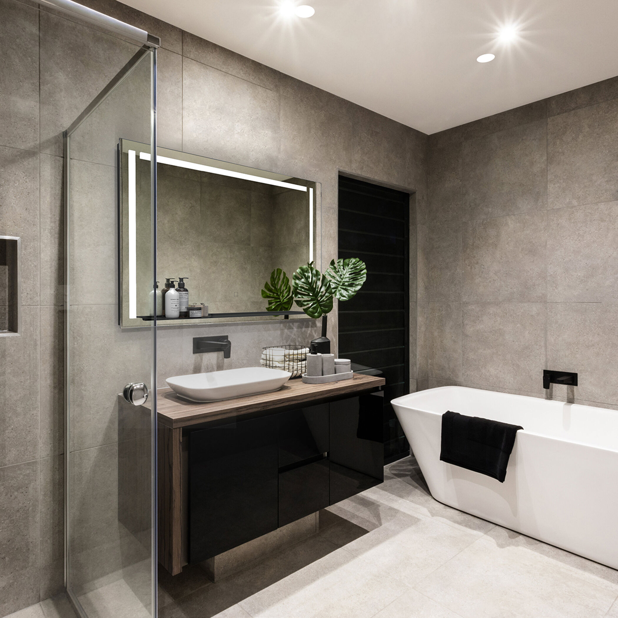 Skylight 36 X 36 inch Black LED Lighted Mirror, Vanita by Oxygen