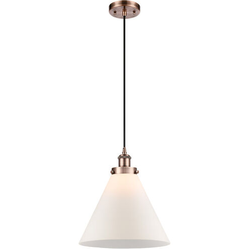 Ballston X-Large Cone 1 Light 8 inch Antique Copper Mini Pendant Ceiling Light in Matte White Glass