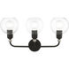Downtown 3 Light 24 inch Black with Brushed Nickel Accents Vanity Sconce Wall Light, Sphere