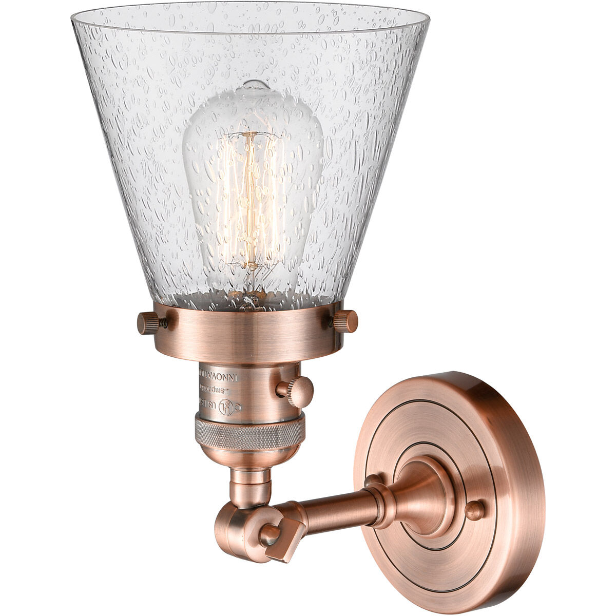 Franklin Restoration Small Cone LED 6 inch Antique Copper Sconce Wall Light, Franklin Restoration