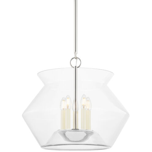 Edmonton 5 Light 20.75 inch Polished Nickel Hanging Lantern Ceiling Light