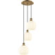 Ballston White Venetian 3 Light 14.5 inch Brushed Brass Cord Hung Multi Pendant Ceiling Light