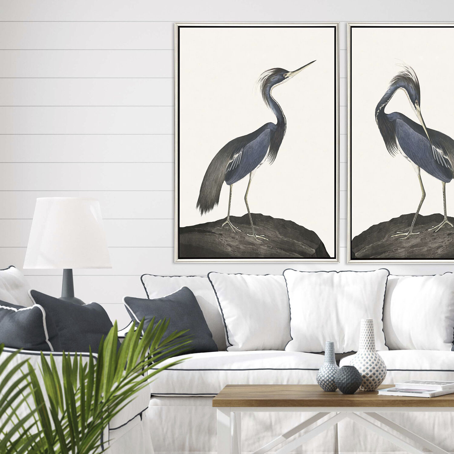 Great Heron Blue and Brown and Multi Canvas