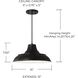 Jones 1 Light 15 inch Matte Black Pendant Ceiling Light