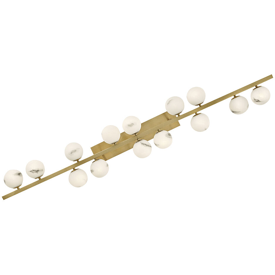 Selene 14 Light 74 inch Lacquered Brass Linear Pendant Ceiling Light