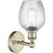Salina 1 Light 5 inch Antique Brass and Clear Spiral Fluted Sconce Wall Light