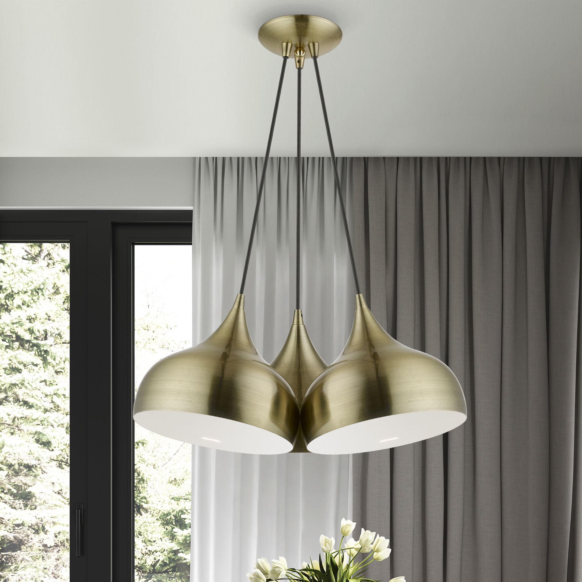 Amador 3 Light 22 inch Antique Brass Cluster Pendant Ceiling Light