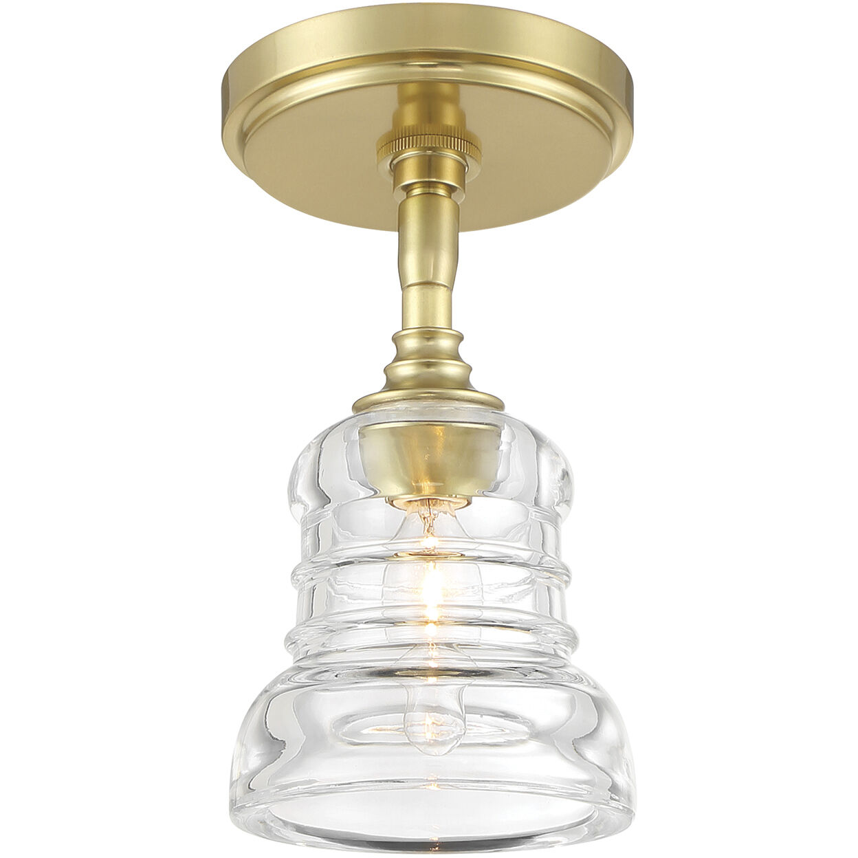 Gregory 1 Light 5 inch Aged Brass Semi Flush Ceiling Light