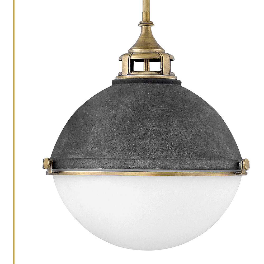 Fletcher 2 Light 18 inch Aged Zinc with Heritage Brass Indoor Chandelier Ceiling Light