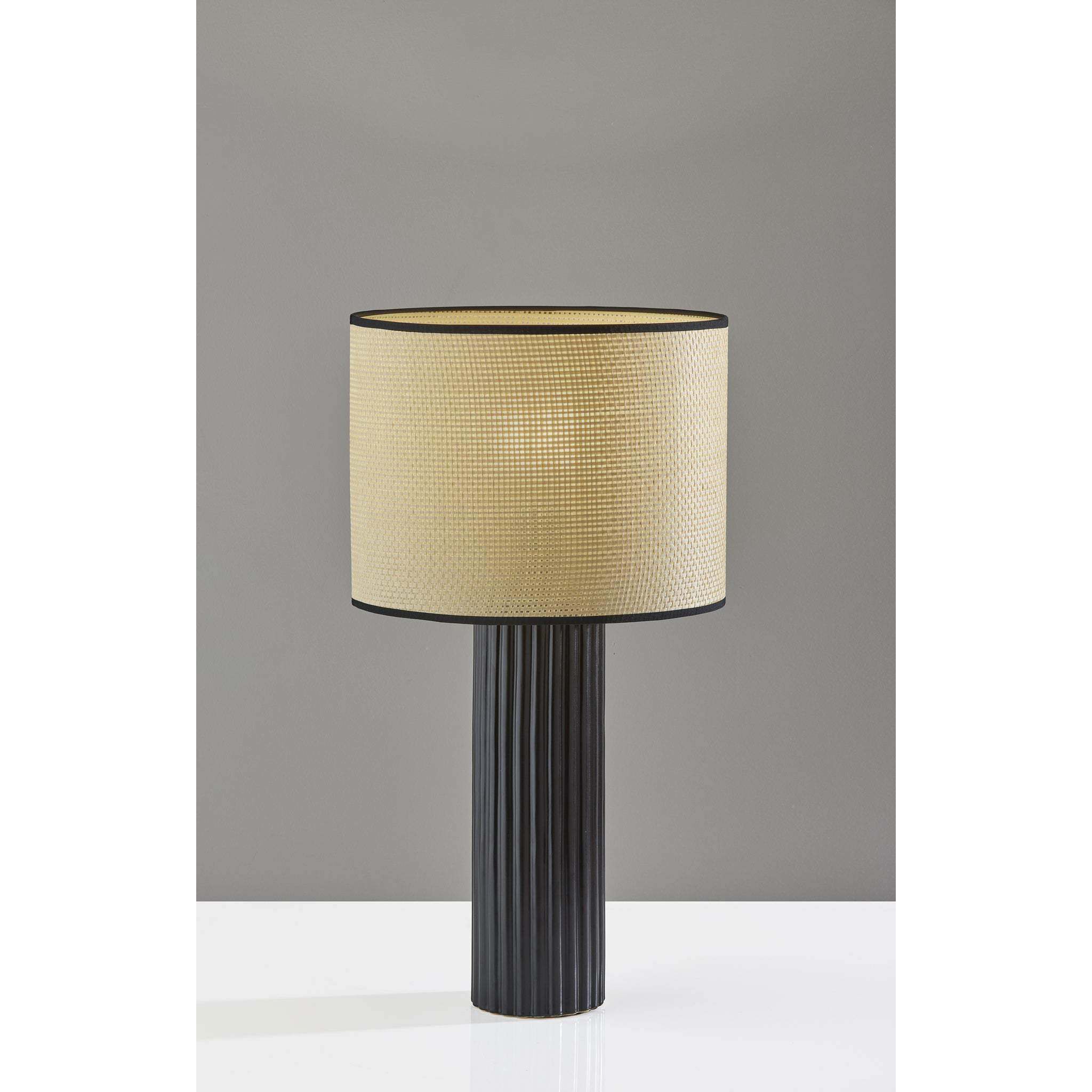 Primrose 24.25 inch 100.00 watt Black Ribbed Ceramic Table Lamp Portable Light