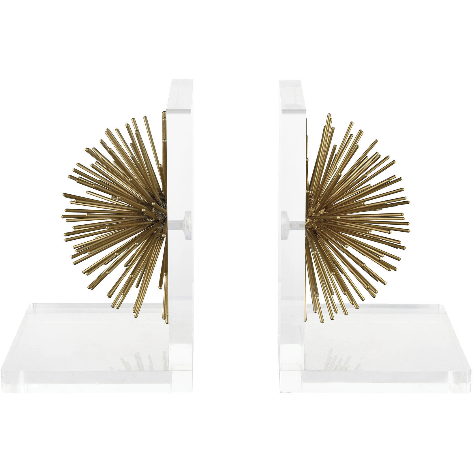 Glint 6 X 4.5 inch Gold with Clear Bookends, Set of 2