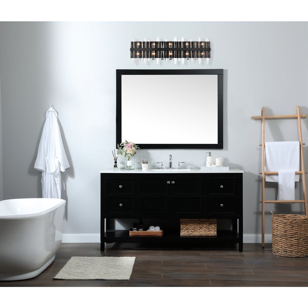 Serena 10 Light 36 inch Black Bath Sconce Wall Light