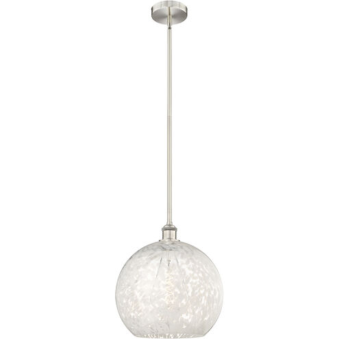 Edison White Mouchette 1 Light 13.75 inch Brushed Satin Nickel Stem Hung Pendant Ceiling Light
