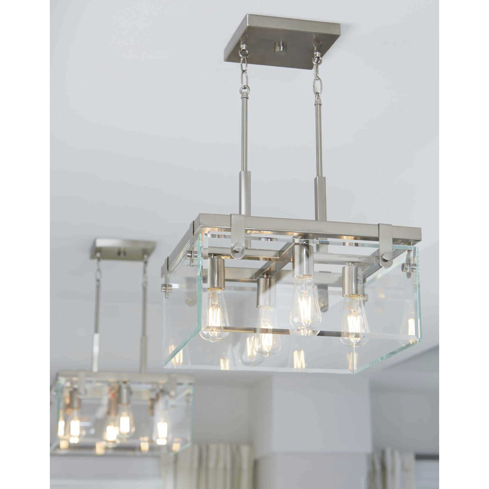 Glayse 4 Light 17 inch Brushed Nickel Semi-Flush Mount Convertible Ceiling Light, Design Series