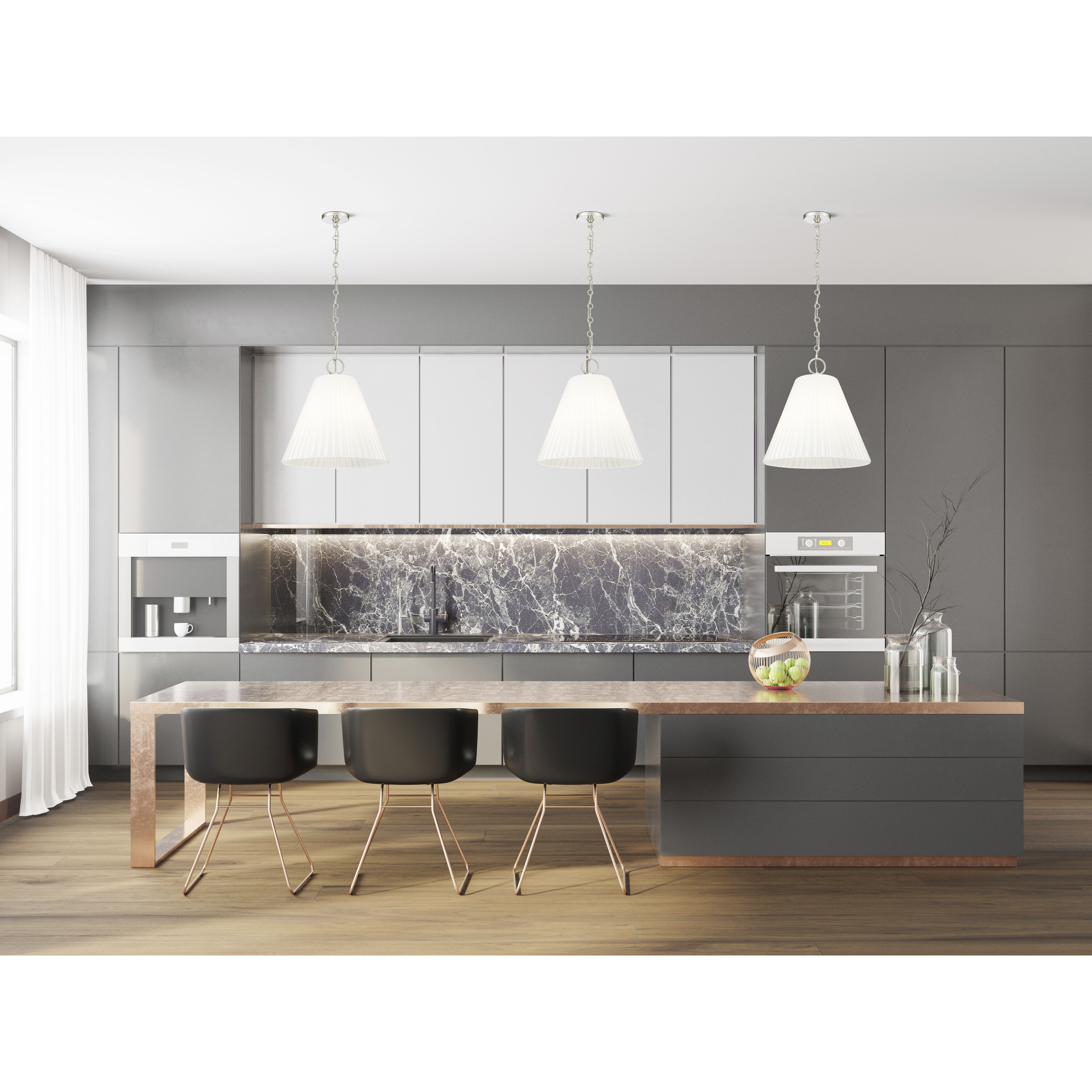 Alaric 3 Light 18 inch Polished Nickel Pendant Ceiling Light