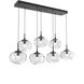 Nova LED LED Matte Black Linear Pendant Ceiling Light in 3000K LED, Floret Inner - Clear Outer, Multi-Port