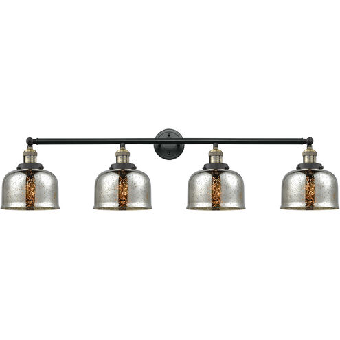 Franklin Restoration Large Bell Cage 4 Light 45 inch Black Antique Brass Bath Vanity Light Wall Light in Silver Plated Mercury Glass, Franklin Restoration