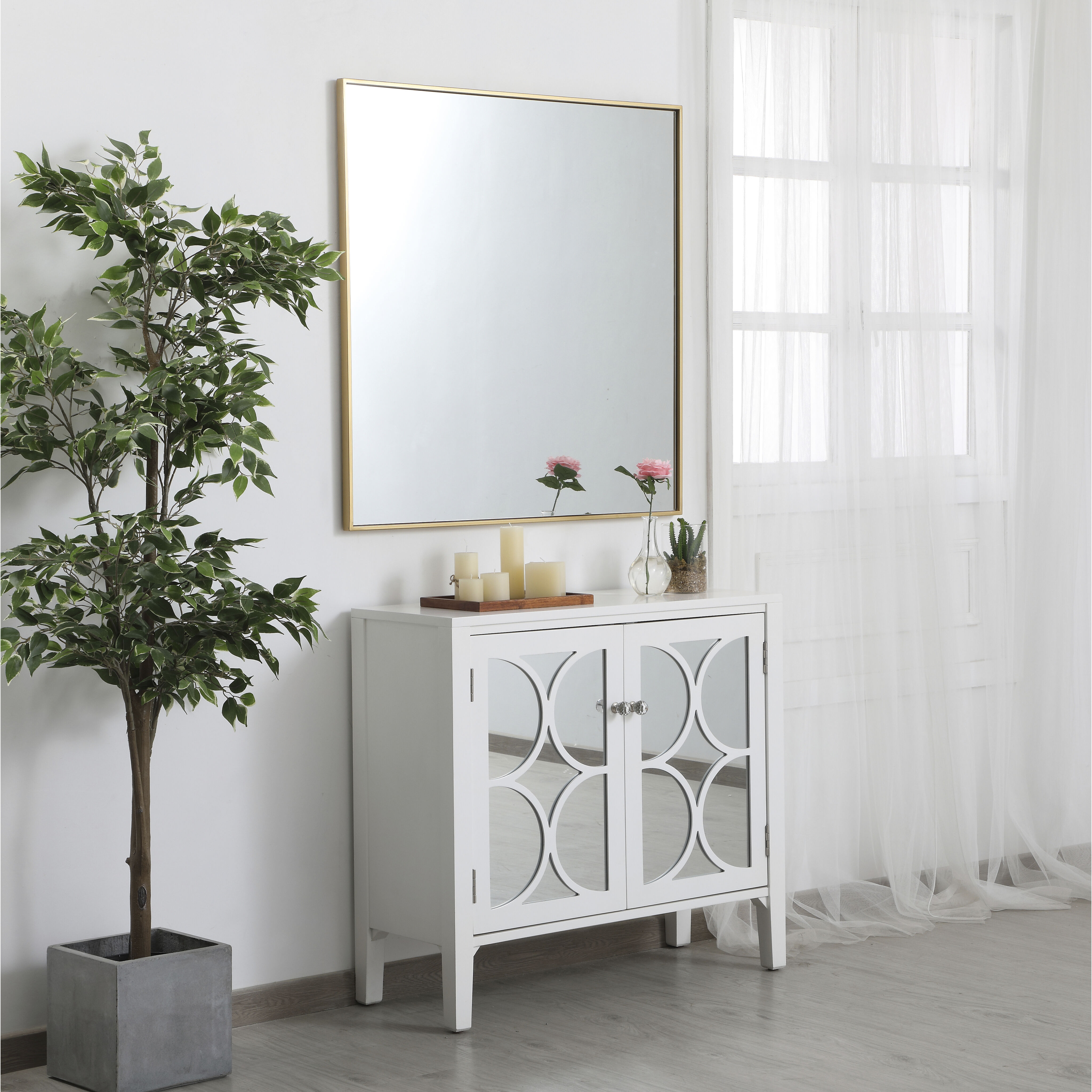 Monet 36 X 36 inch Brass Wall Mirror