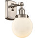 Ballston Beacon 1 Light 6 inch Brushed Satin Nickel Sconce Wall Light in Matte White Glass, Ballston