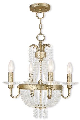 Valentina 4 Light 18 inch Hand Applied Winter Gold Convertible Mini Chandelier/Ceiling Mount Ceiling Light