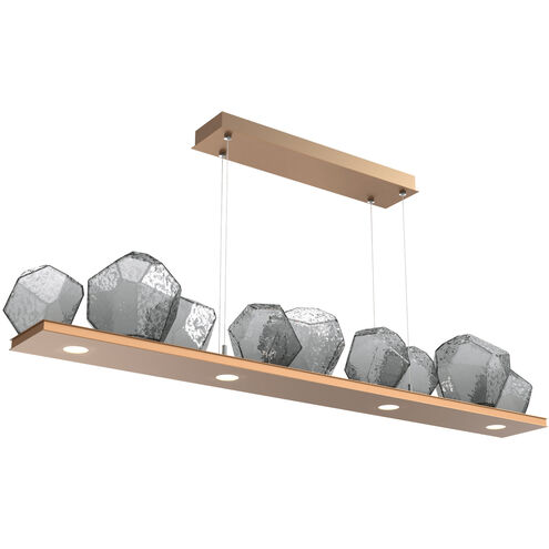 Gem LED 59 inch Novel Brass Linear Pendant Ceiling Light in 3000K LED, Smoke, Bezel