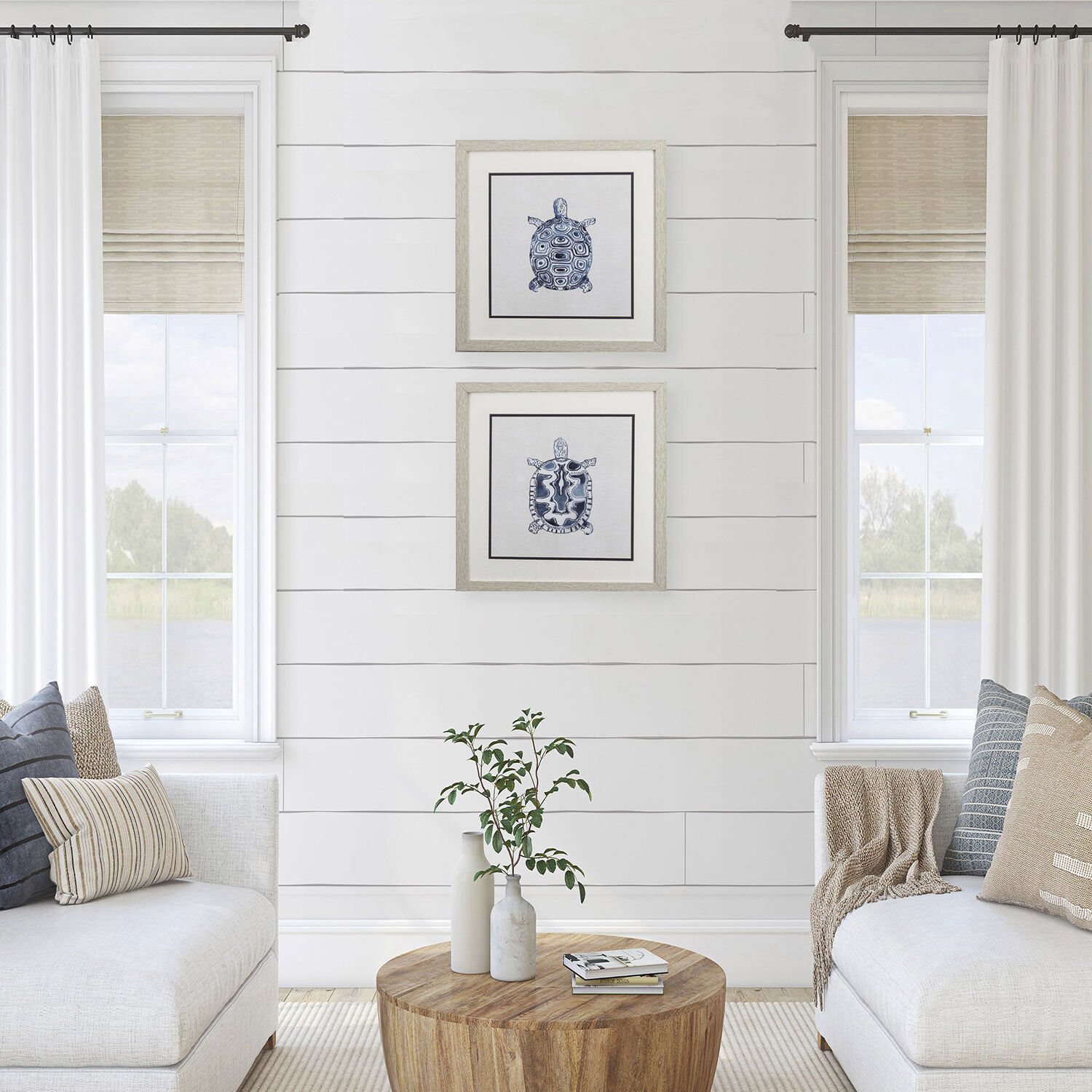 Waterside Blue and Neutral Framed Art, Propac