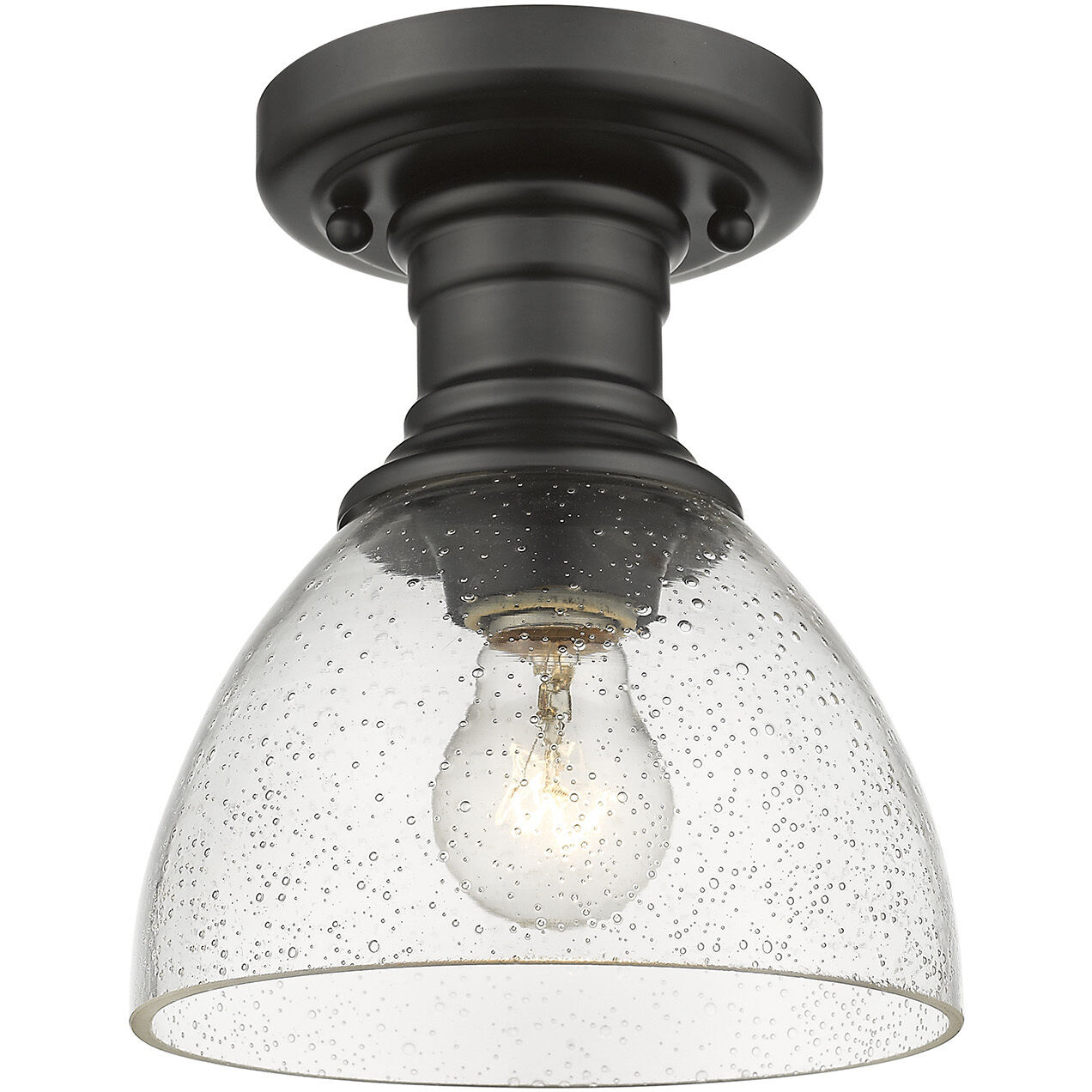 Yep Hines 1 Light 6.88 inch Matte Black Semi-Flush Mount Ceiling Light in Seeded Glass