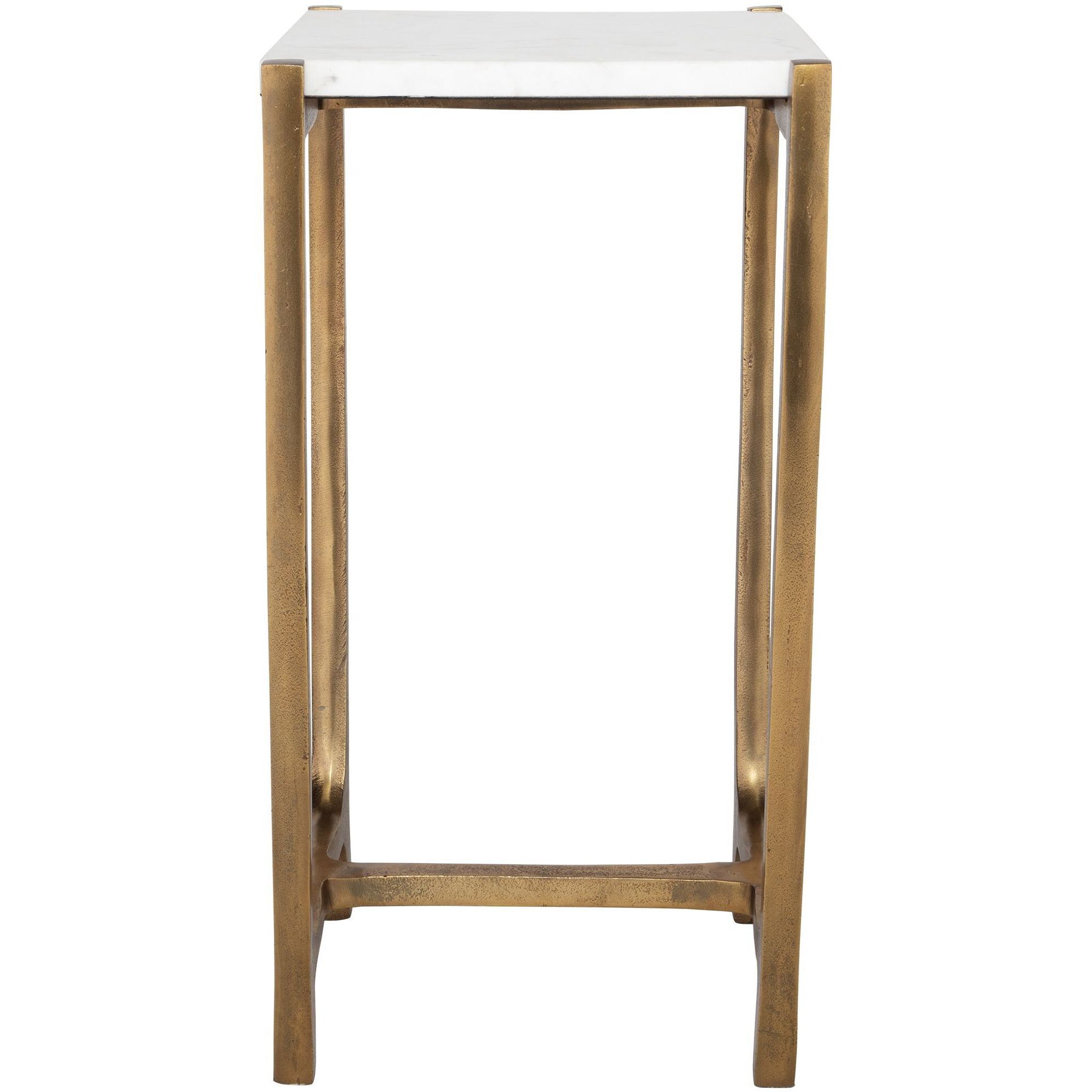 Affinity 22 X 12.5 inch Antique Gold and Natural White Marble Accent Table