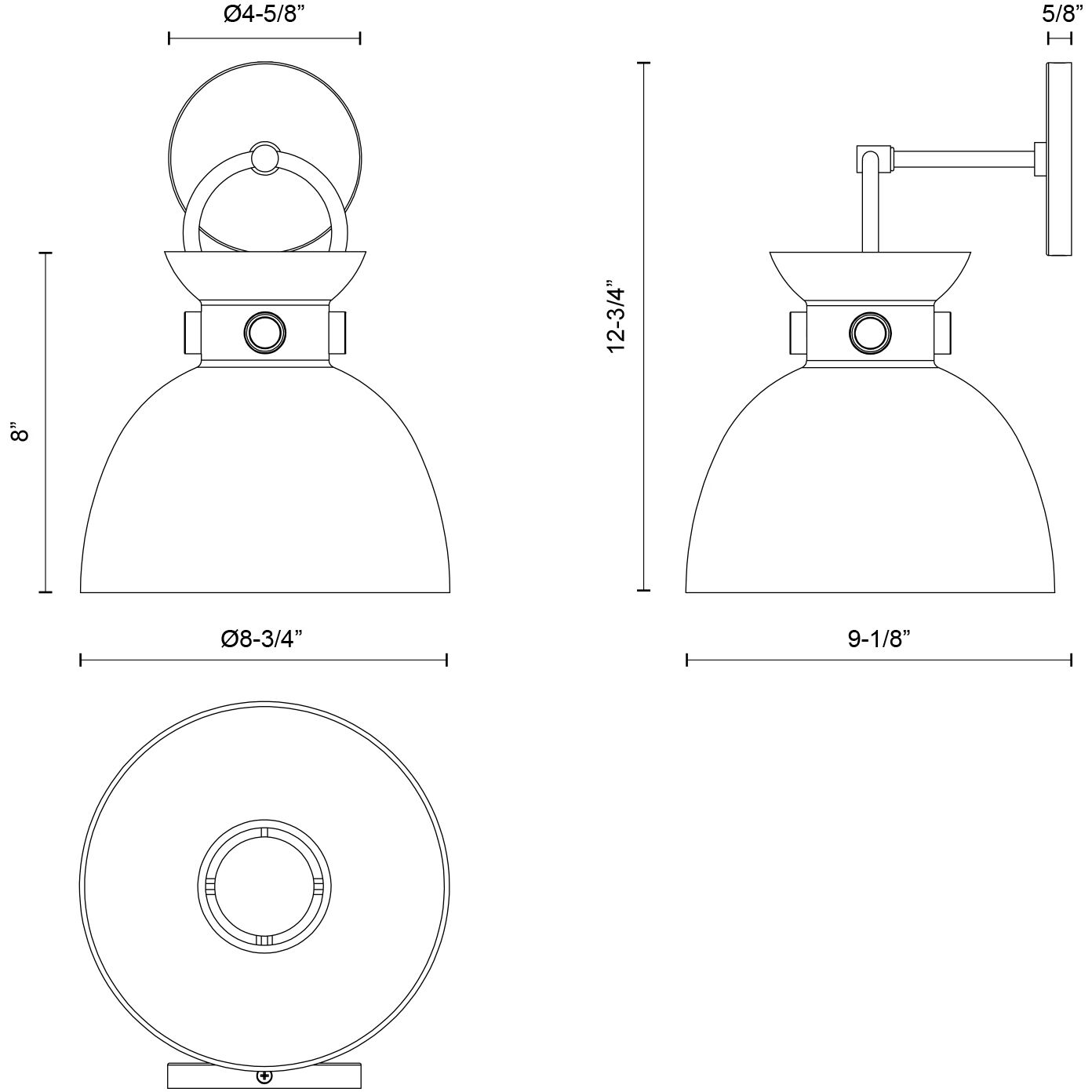 Alora Mood Waldo Wall/Vanity Light Wall Light in Matte Black, Glossy Opal Glass