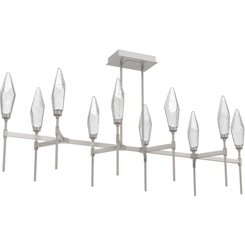 Rock Crystal LED Beige Silver Linear Pendant Ceiling Light in 3000K LED, Metallic Beige Silver, Chilled Clear, Belvedere
