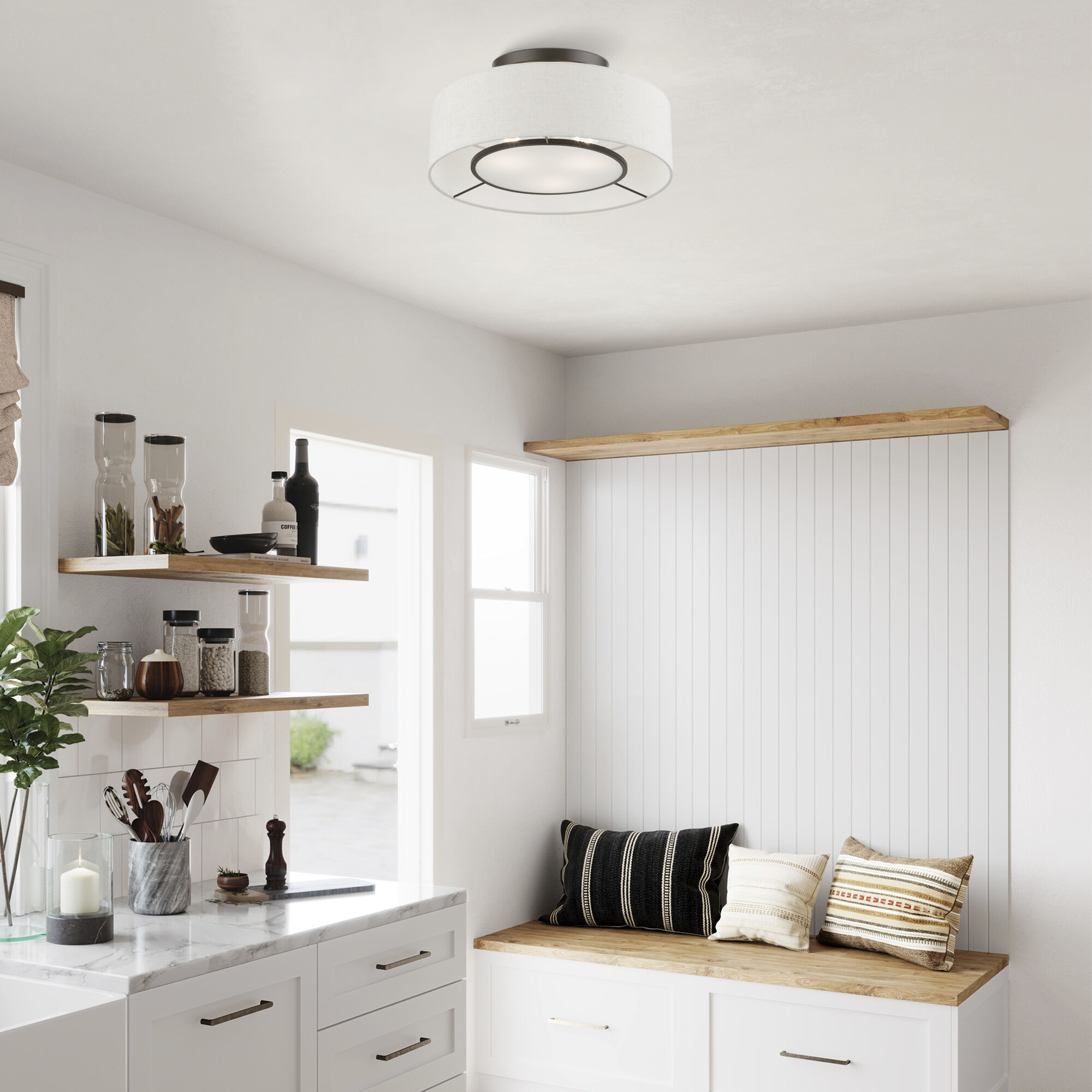 Ellsworth 3 Light 17 inch English Bronze Semi-Flush Ceiling Light