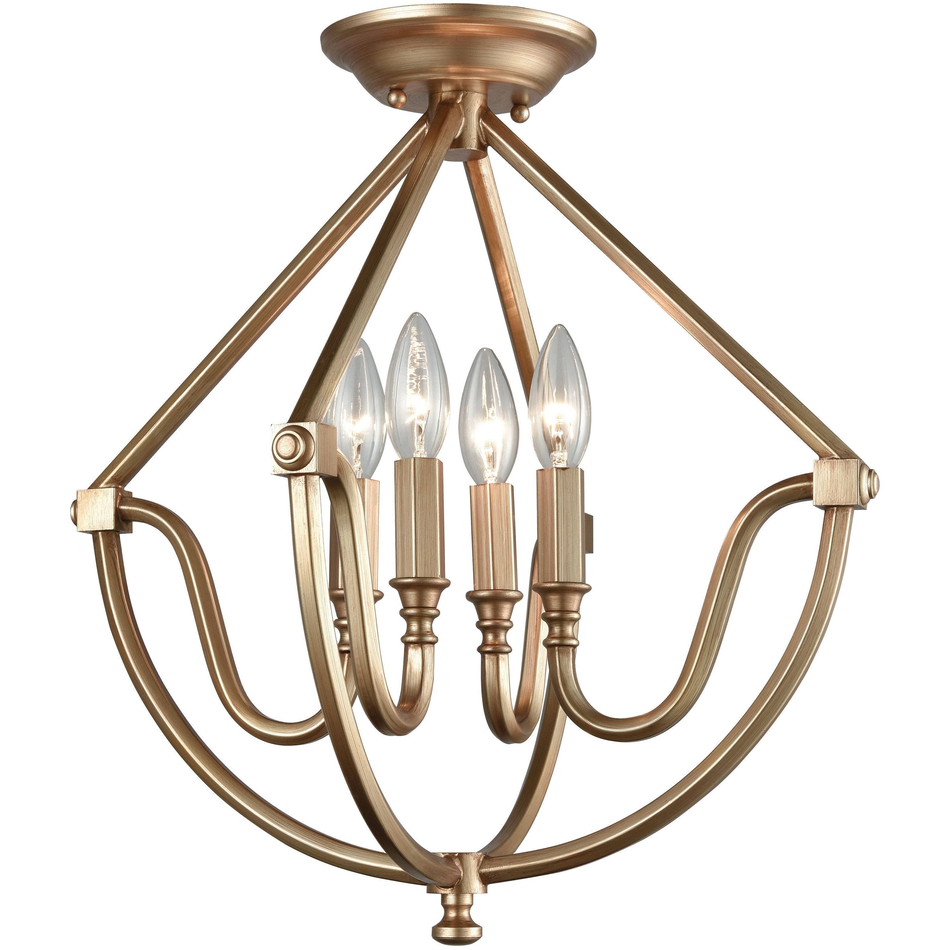 Stanton 4 Light 16 inch Matte Gold Semi Flush Mount Ceiling Light
