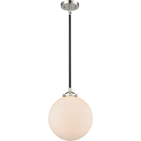Nouveau Beacon LED 10 inch Black Polished Nickel Mini Pendant Ceiling Light in Matte White, Nouveau