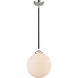 Nouveau Beacon LED 10 inch Black Polished Nickel Mini Pendant Ceiling Light in Matte White, Nouveau