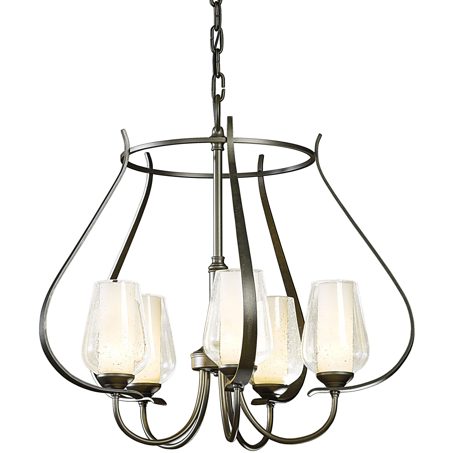 Flora 5 Light 22.2 inch Dark Smoke Chandelier Ceiling Light in Seeded with Opal