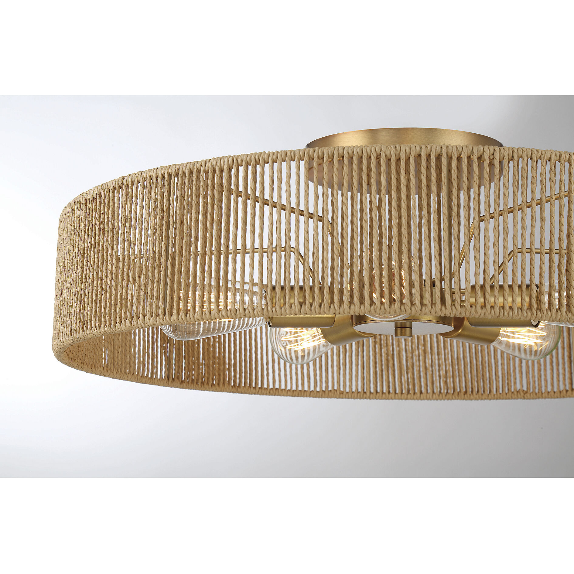 Ashe 5 Light 24 inch Warm Brass and Rope Semi-Flush Ceiling Light